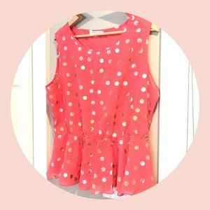 ANNALEE + HOPE coral polka dot tank top XL